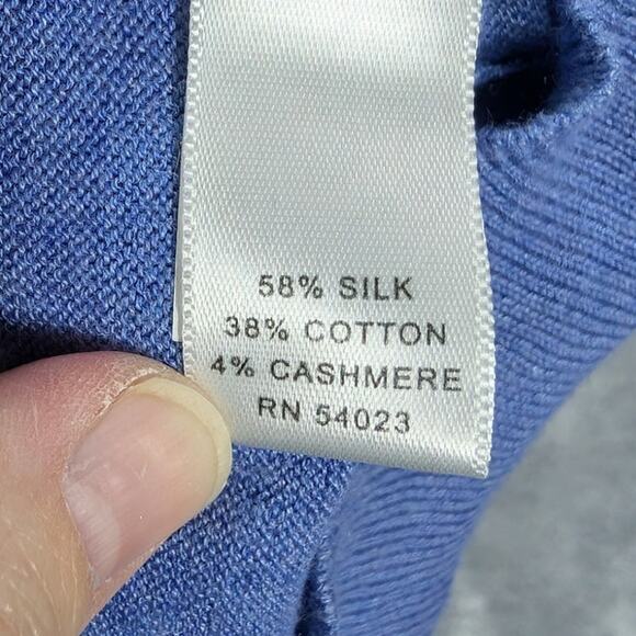 Banana Republic Sweater Mens Medium V Neck Blue Silk Cotton Cashmere Preppy - Picture 6 of 8
